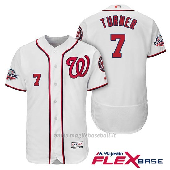 Maglia Baseball Uomo Washington Nationals Trea Turner Bianco 2018 All Star 1ªFlex Base